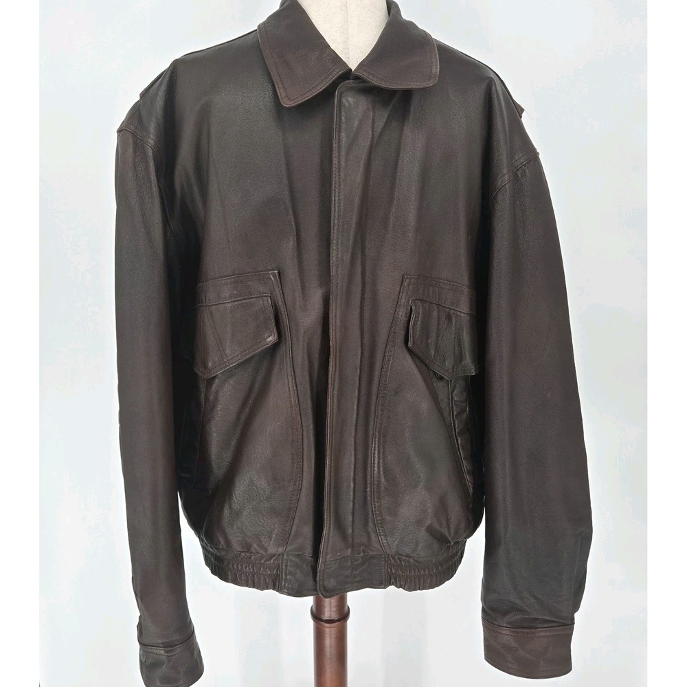 Gordon & Ferguson 1871 Vintage Leather Bomber Jacket Mens L Brown Pigskin 90s